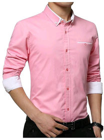 Singularity Clothing Trendy Collar and Cuff Shirt for men in Pink