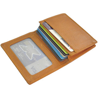                       Hide & Sleek Tan RFID Protected Genuine Leather Mini Credit Card Holder                                              