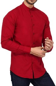Singularity Clothing Mandarin/Chinese Collar Shirt for men in Reddish Maroon
