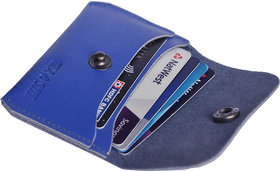 Hide & Sleek Blue RFID Genuine Leather Bi-fold Credit Card Holder Wallet