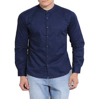 Singularity Clothing Mandarin/chinese Collar Shirt for Men in Navy