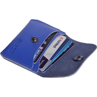                       Hide & Sleek Blue RFID Genuine Leather Bi-fold Credit Card Holder Wallet                                              