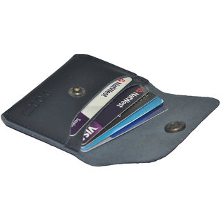                       Hide & Sleek Black Genuine Leather Bi-fold Credit Card Holder Wallet                                              