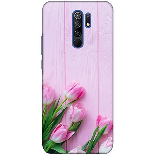                       REDMI 9 PRIME ( flowers wallpaper, love) PRINTED BACK COVER                                              