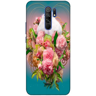                       REDMI 9 PRIME ( flowers wallpaper, love) PRINTED BACK COVER                                              