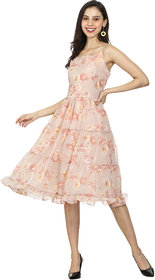 GOCHIKKO Chiffon Floral Dresses for Girls/Womens(Peach)