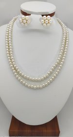 Mother of Pearl Gold-plated Jewel Set  (White)