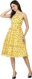 GOCHIKKO Chiffon Floral Dresses for Girls/Womens (Yellow)