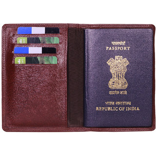                       Hide & Sleek Men's RFID Protected Brown Geniune Leather Passport Document Holder                                              