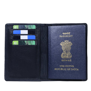                       Hide & Sleek Men's RFID Protected Black Geniune Leather Passport Document Holder                                              