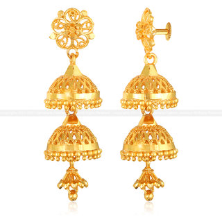                       Allure Beautiful Jhumki Earrings Elite Fancy Gold Plated for Women and Girls                                              