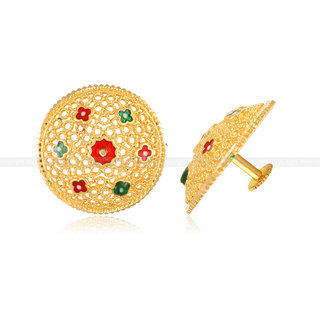                       Twinkling Elegant  Diva Colorful Jumbo Stud Gold Plated for Women and Girls                                              