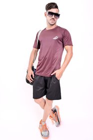 iSHU Multicolor Maroon Cotton Silk Round Neck Half T-Shirt For Men