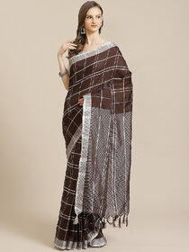 SVB Saree Brown Colour Chanderi Saree With Tassels