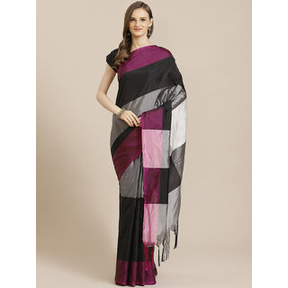                       SVB Saree MultiColour Chanderi Saree With Tassels                                              