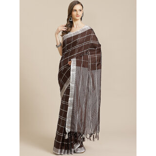                       SVB Saree Brown Colour Chanderi Saree With Tassels                                              