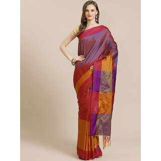                       SVB Saree MultiColour Chanderi Saree With Tassels                                              