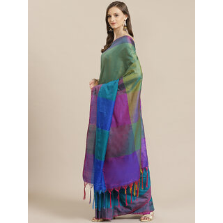                       SVB Saree MultiColour Chanderi Saree With Tassels                                              
