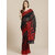 SVB Saree Black And Red Flower Printed Bhagalpuri Saree with Blouse