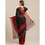SVB Saree Black And Red Flower Printed Bhagalpuri Saree with Blouse