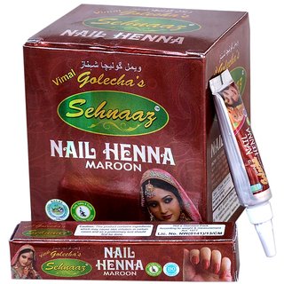 Vimal's Sehnaaz Instant Maroon Nail Henna Tube 12 Pcs. Per Pack