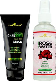 Park Daniel Activated Charcoal peel off Mask & Rose Water(160 ml)