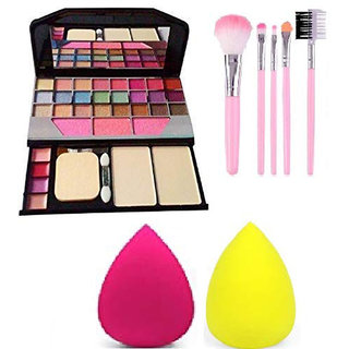 Adbeni Combo - Makeup kit + 5 pcs Makeup Brush + 2 pc Blender Puff Combo, Pack of 8, (GC1380)