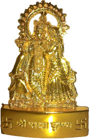 Gold plated Radha Krishna Idol 7 cms