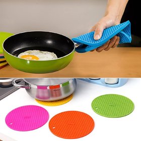 House of Quirk Pack of 3 Honeycomb Silicone Round Pot Holder