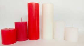 Unscented Pillar Candle Hand Crafted Candle   (PACK OF 6)
