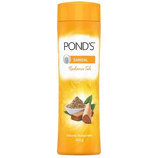                       Ponds Sandal Natural Sunscreen Radiance Talcum Powder - 100g (Pack Of 3)                                              