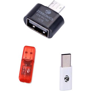 Buy ZEBRONICS ZEB Combo of Micro Sd USB Card Reader, Micro USB OTG ...