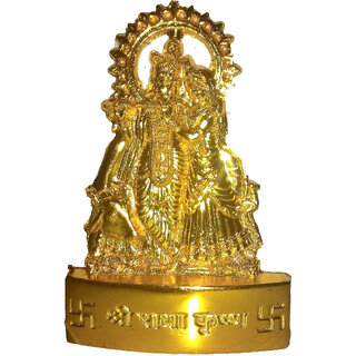 Gold plated Radha Krishna Idol 7 cms
