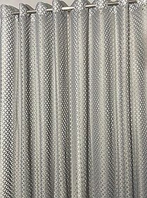 Peponi Polyester Heavy Net Tissue Cross Design 5 Feet Door Curtains,Set of 2 Pecs (Grey)