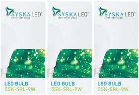 Syska SSK-SRL-9W-Base B22 9-Watt Unbreakable LED Bulb (Pack of 3, Cool Day Light)