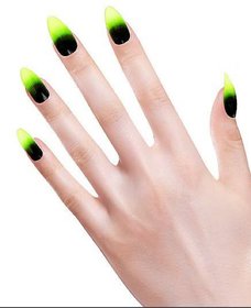 black with neon sparkle Artificial Nails set of 12