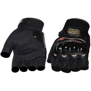 Probiker Leather Riding Half Finger Motorcycle Gloves Black, XL