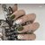 dark green white dot artificial nails set of 12