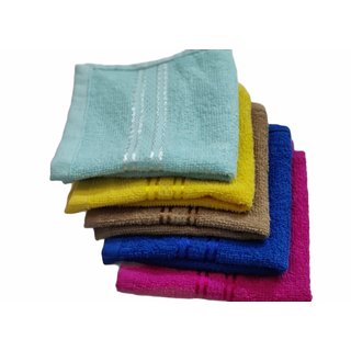 Spade Decor Multicolor Cotton Face Towel ( Pack of 5)