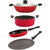 Nirlon Aluminium Nonstick Cookware 4 Pieces Set, Red and Black