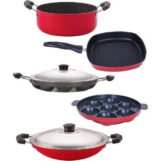 NIRLON Non Stick cookware Pot & pan Sets with bakelight Handle, 4 Pieces