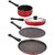 Nirlon Non-Stick 4 Piece Gas Compatible Kitchen Cookware, Red and Black
