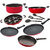 Nirlon Non-Stick Aluminium Cookware Set, Red & Black -9-Pieces
