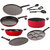 Nirlon Kitchen Accessories for Cooking Non Stick Aluminium cookware Set, 9 Piece,Red