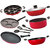 Nirlon Kitchen Accessories for Cooking Non Stick Aluminium cookware Set, 9 Piece,Red