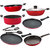 Nirlon Nonstick Aluminium Cookware Set, 9-Pieces, Red & Black