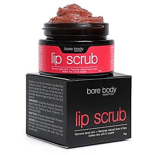 Bare Body Essentials Lip Scrub Lip Brightening and Lightening Scrub For Natural Toned Soft amp Supple lips Lightens Brightens and Moisturizes Dry and Chapped Lips For Men and Women 15gm