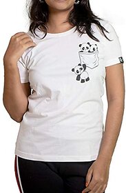 White Graphic Print Round Neck Cotton T-Shirt/Top For Women And Girls By Ww Won Now