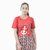 Ww Won Now Red Graphic Print Round Neck Cotton Blend T-Shirt For Women