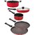 Nirlon 5 Piece Flat Base Non-Stick Coated Kitchen Cooking Utensil Combo Item Gift Set with Steel Lid